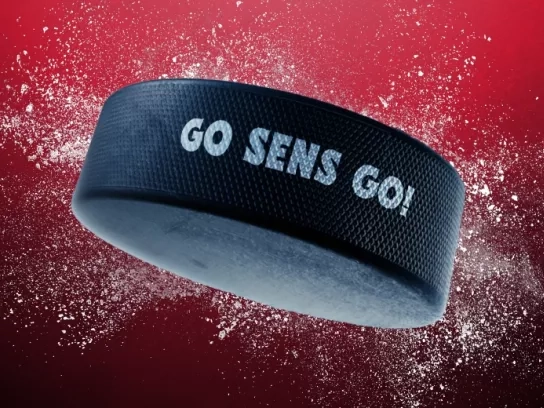 hockey puck in motion