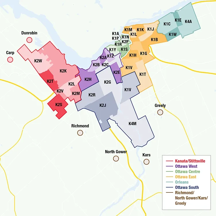 Ottawa Service Map for Pit Crew Services